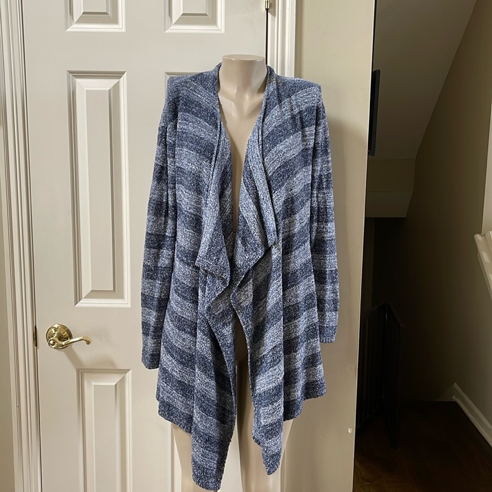 Barefoot Dreams Bamboo Chic Lite stripe open front Cardigan, S/M